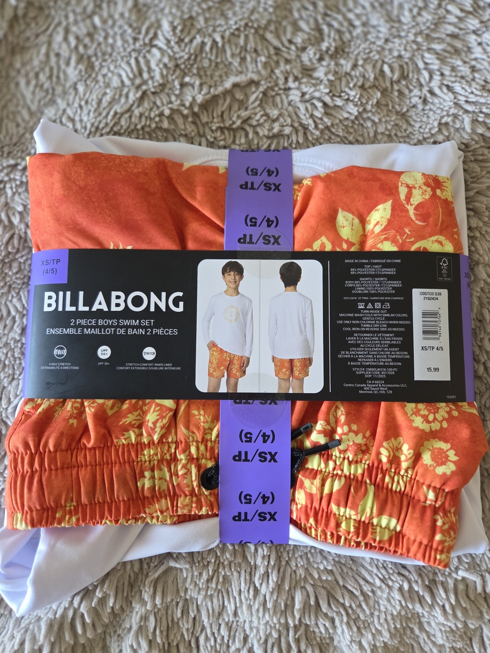 NWT Billabong Boys XS (shirt and shorts)